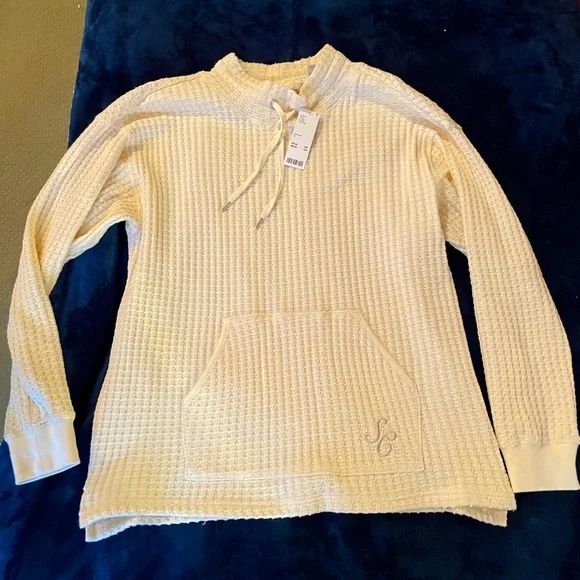 Standard Cloth Oversized Alpine Waffle Anorak Sweatshirt In White, Mens Small